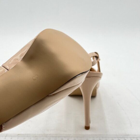 YDN Nude Sexy High Heels Pumps Peep Toe Platform Block Slingback Dress Shoes - Picture 6 of 8